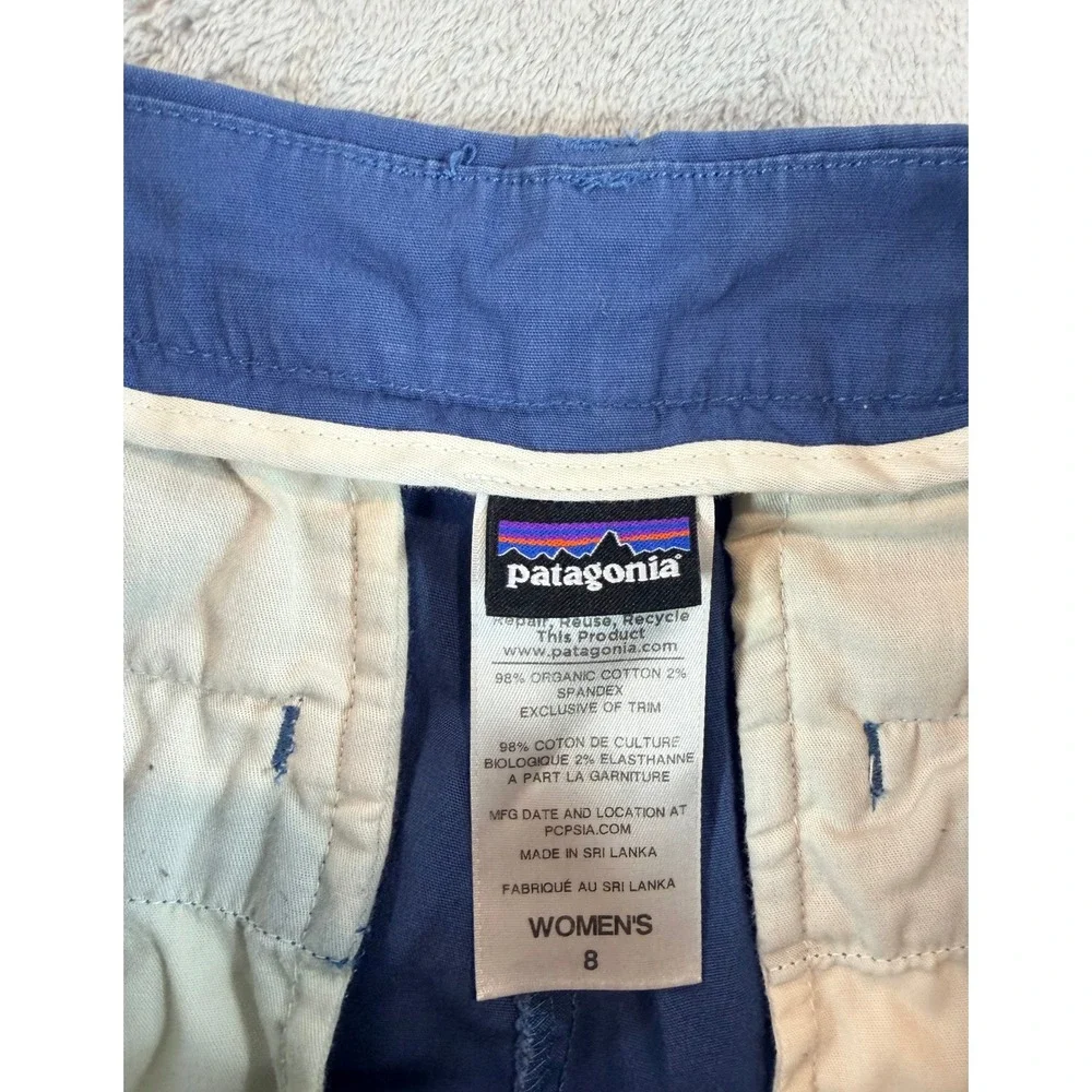 Patagonia Womens Cropped Pants Chino Organic Cotton Spandex Blue 8 - Picture 3 of 10